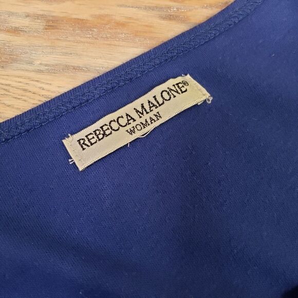 Rebecca Malone Women's L/XL Blue & Silver Beaded Blouse - Picture 3 of 11